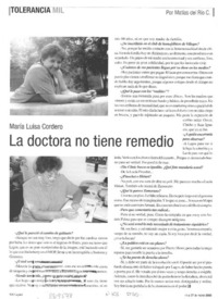 La doctora no tiene remedio : [entrevista]