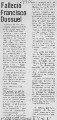 Falleció Francisco Dussuel.