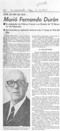 Murió Fernando Durán
