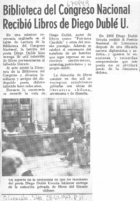 Biblioteca del Congreso Nacional recibió libros de Diego Dublé U.