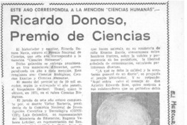 Ricardo Donoso premio de ciencias.
