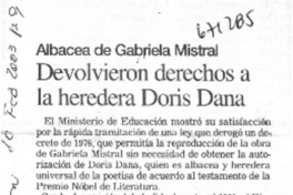 Devolvieron derechos a la heredera Doris Dana.
