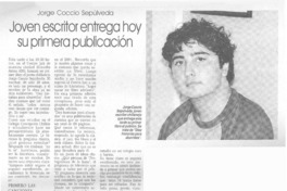 Jóven escritor entrega hoy su primera publicación.