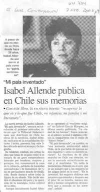 Isabel Allende publica en Chile sus memorias.