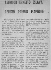 Escritor Ernesto Eslava recibió premio mapuche.