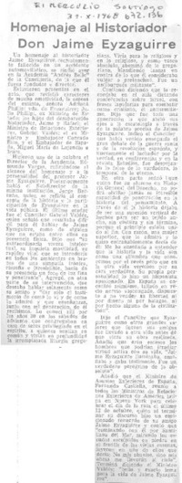 Homenaje al historiador Don Jaime Eyzaguirre.