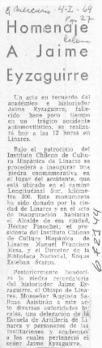 Homenaje a Jaime Eyzaguirre.