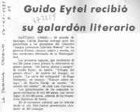 Guido Eytel recibió su galardón literario.