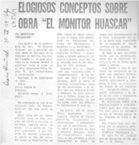 Elogiosos conceptos sobre obra "El monitor Huáscar"