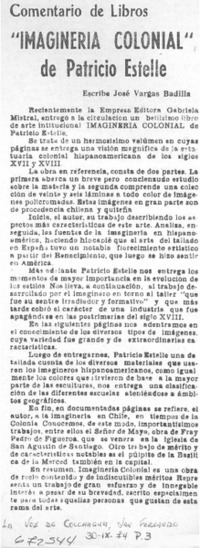 "Imaginería colonial", de Patricio Estellé