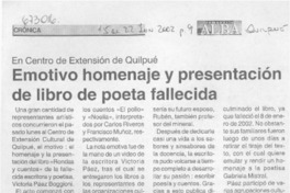 Emotivo homenaje y presentación de libro de poeta fallecida.