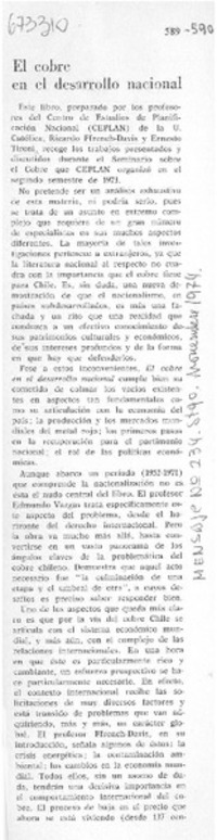 El cobre en el desarrollo nacional