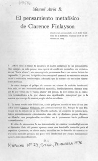 El Pensamiento metafísico de Clarence Finlayson