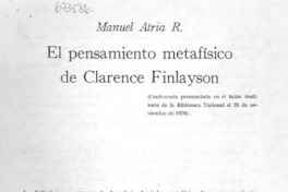 El Pensamiento metafísico de Clarence Finlayson