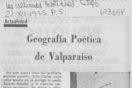 Geografía poética de Valparaíso.