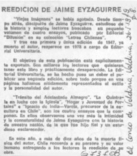 Reedición de Jaime Eyzaguirre.