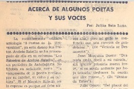 Acerca de algunos poetas y sus voces