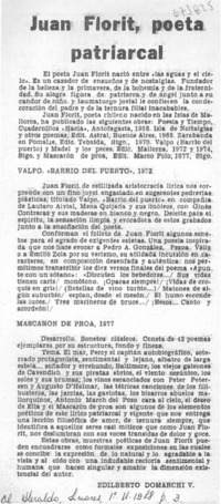 Juan Florit, poeta patriarcal