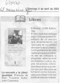 La Escuela y la (des)igualdad.