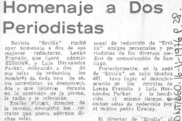 Homenaje a dos periodistas.