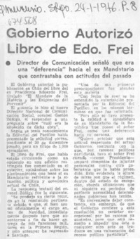 Gobierno autorizó libro de Edo. Frei.