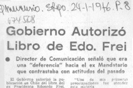 Gobierno autorizó libro de Edo. Frei.