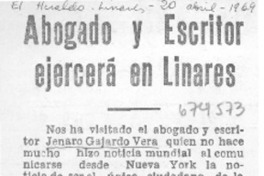 Abogado y escritor ejercerá en Linares.