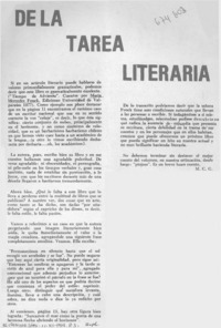 De la tarea literaria