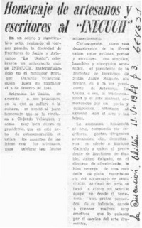 Homenaje de artesanos y escritores al "INECUCH".