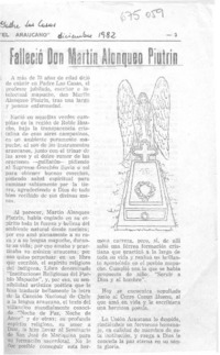 Falleció don Martín Alonqueo Piutrín.