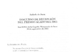 Discurso de recepción del Premio Academia 2005