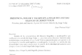 Presencia, dolor y tiempo en A pesar del oscuro silencio de Jorge Volpi