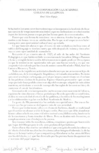 Discurso de incorporación a la Academia Chilena de la Lengua