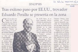 Tras exitoso paso por EE.UU., trovador Eduardo Peralta se presenta en la zona