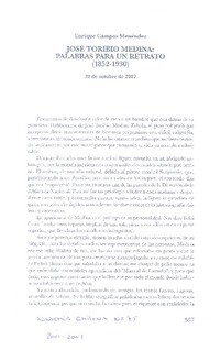 José Toribio Medina. Palabras para un retrato