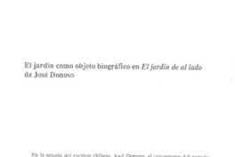 El jardín como objeto biográfico en El jardín de al lado de José Donoso