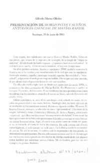 Presentación de Horizontes y sueños. Antología esencial de Matías Rafide