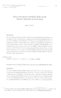 Hacia una nueva ontología de lo social Manuel DeLanda en entrevista