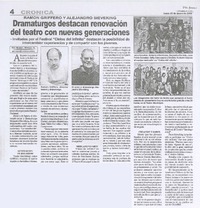 Dramaturgos destacan renovación del teatro con nuevas generaciones