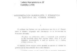 Interpretación surrealista y romántica de Tentativa del hombre infinito