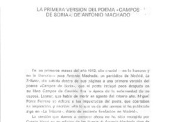La primera versión del poema "Campos de Soria", de Antonio Machado