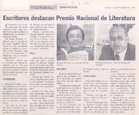 Escritores destacan Premio Nacional de Literatura