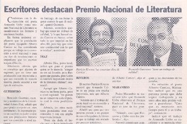 Escritores destacan Premio Nacional de Literatura