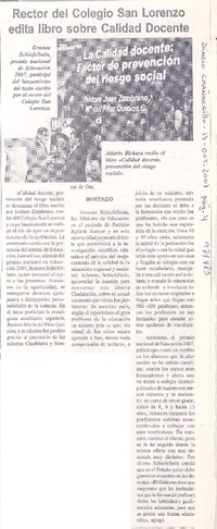 Rector del colegio San Lorenzo edita libro sobre Calidad Docente