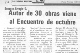 Autor de 30 obras viene al Encuentro de octubre.