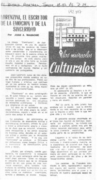 Lorenzini, el escritor de la emoción y de la sinceridad
