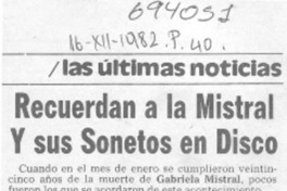 Recuerdan a la Mistral y sus sonetos en disco.