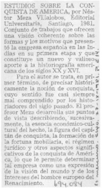 Estudios sobre la conquista de América.