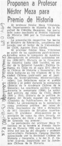 Proponen a profesor Néstor Meza para premio de historia.