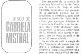 Disco de Gabriela Mistral.